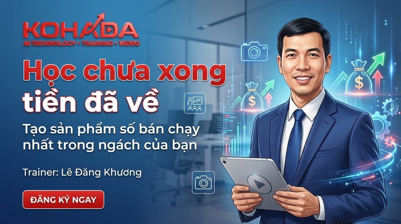 Học Chưa Xong - Tiền Đã Về · Tạo sản phẩm số bán chạy nhất trong ngách của bạn · Trainer Trần Thế Anh · KOHADA